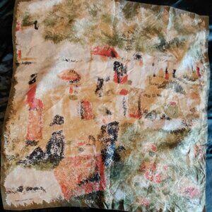 Vintage Henry A La Pensee -Paris Silk Abstract Art Scarf